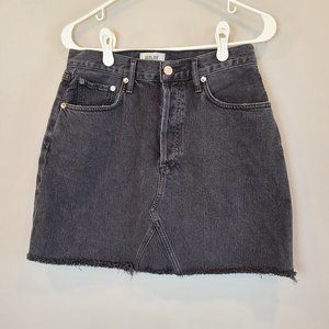 Agolde Jean Skirt High Rise Mini Womens 28 Faded Black Denim Button Fly